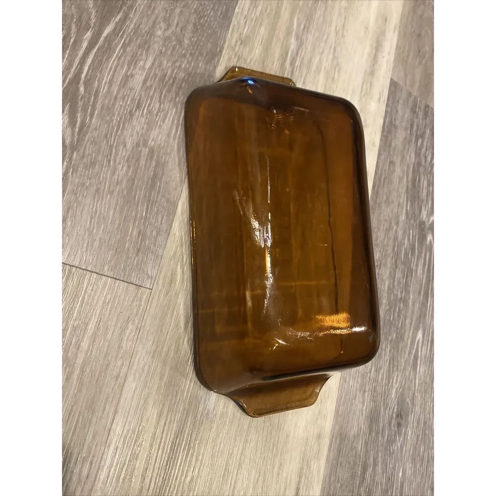 Anchor Hocking Bread Loaf Pan Amber 1 QT vintage